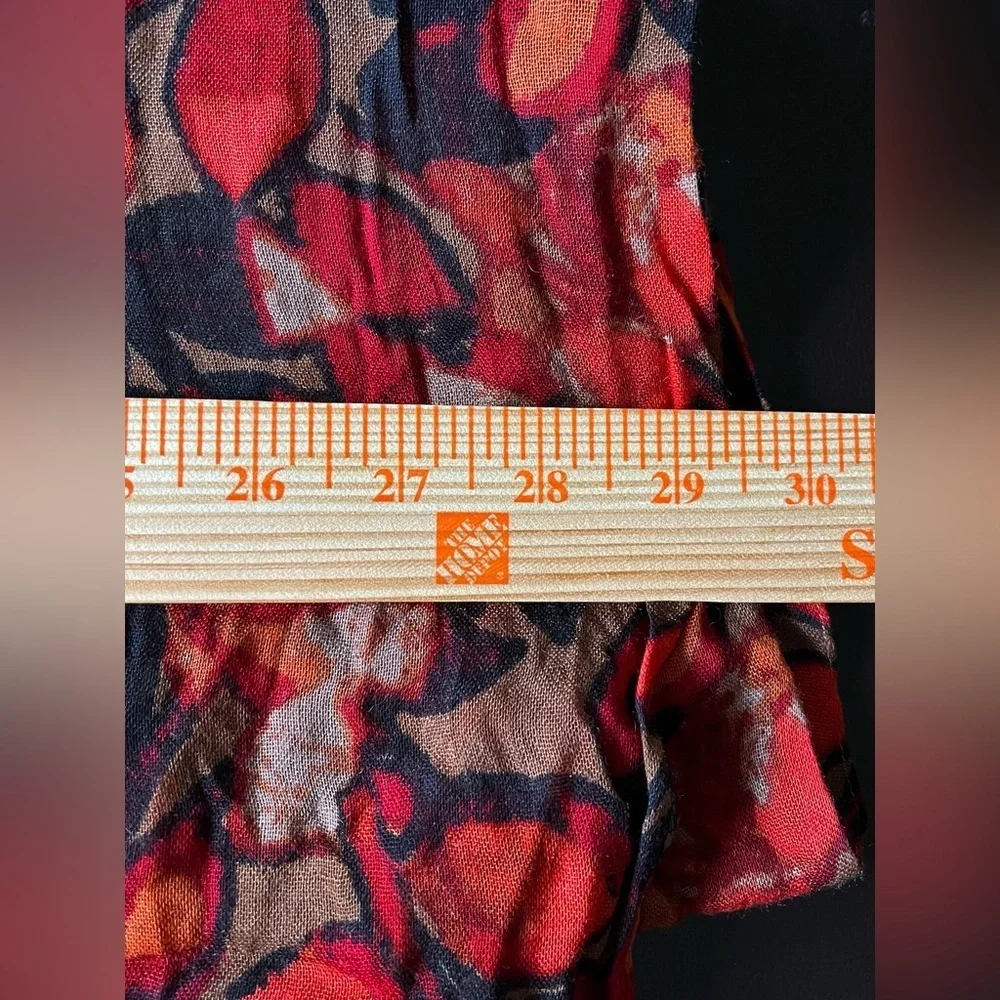 Unbranded Women’s Floral Fashion Scarf, Dark Orange/Red/Black, Tassel Fringe